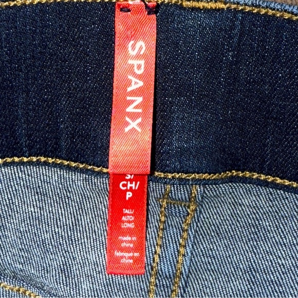SPANX Flared Jeans Women's S 4/6 LONG TALL High Rise Dark Blue Jeans Pull On - Picture 9 of 9